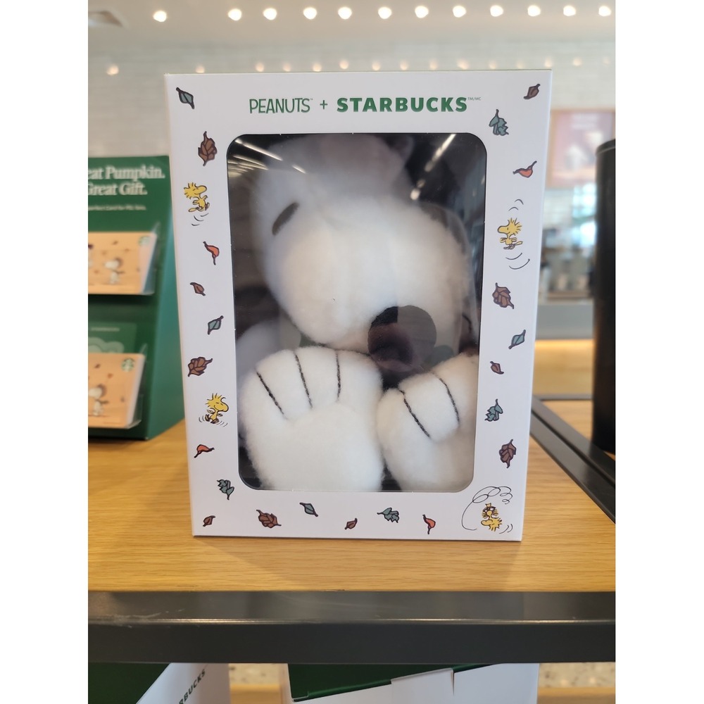 Starbucks x Peanuts Snoopy Plush 2026 Fall Green Scarf NEW in Box In Hand